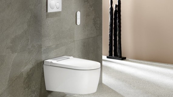 Vannituba valge Geberit AquaClean Sela ja Geberit Sigma20 loputusplaadiga Vannituba valge Geberit AquaClean Sela ja Geberit Sigma20 loputusplaadiga