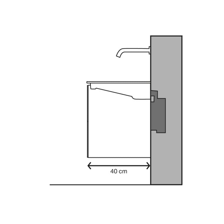 Washbasin figure with space-saving projection Washbasin figure with space-saving projection