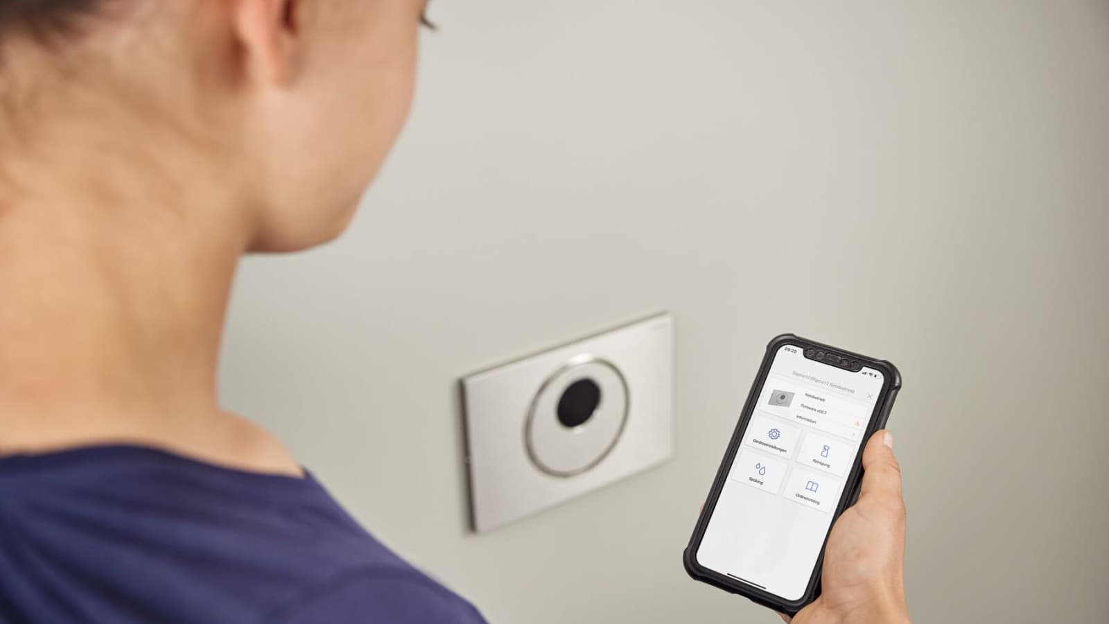 Setting the WC flush control via the Geberit Control app Setting the WC flush control via the Geberit Control app
